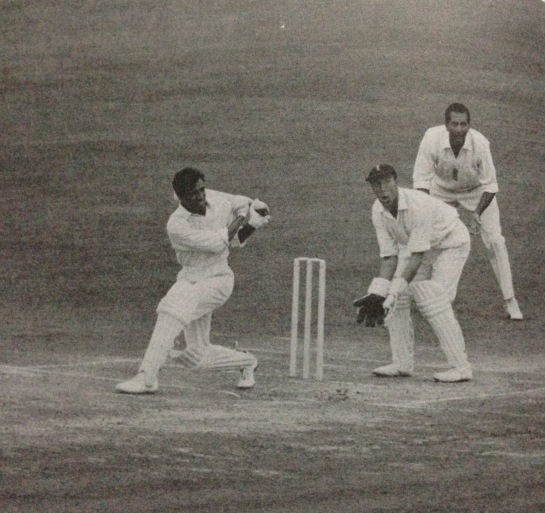 Asif Iqbal batting during the first test against England in 1967. (Source: ‘The Pakistani Masters’ by Bill Ricquier)